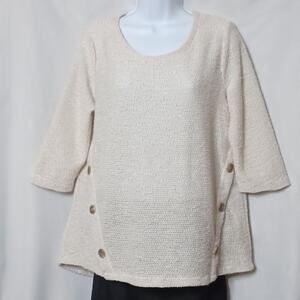 ROBERT LOUIS Round Neck Beige and Black Peck Popcorn Knitted Sweater. M